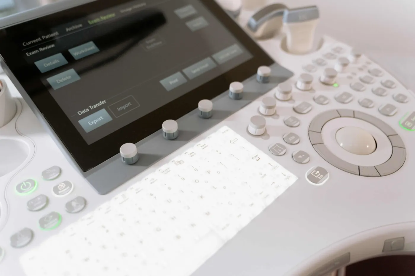 Clinician reviewing an ultrasound image with a patient